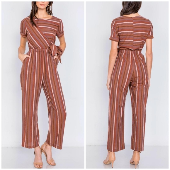Le Lis Pants - LAST ONE❗LE LIS Stitch Fix Rust Stripes Jumpsuit